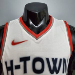 Camiseta Houston Rockets City Edition White diseño frontal cueelo en V