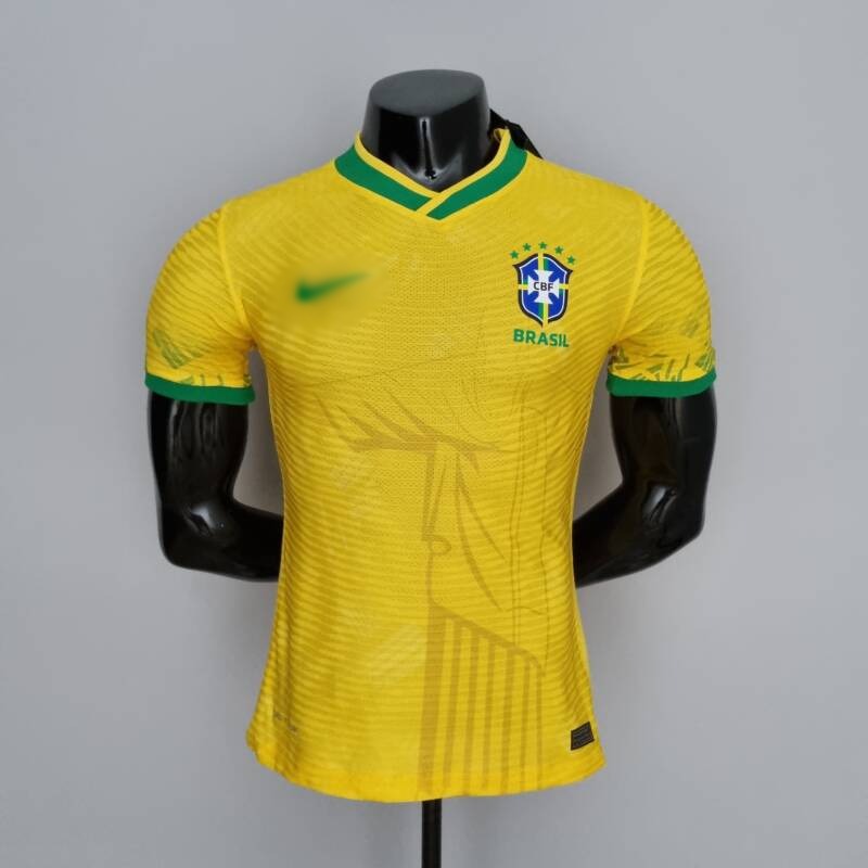 Camiseta Brasil Mundial Qatar 2022 Versión jugador frontal Camiseta Brasil Mundial Qatar 2022 Versión jugador frontal