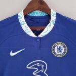 camiseta chelsea mujer azul cuello redondo con botón