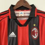 camiseta retro ac milan cuello camisa con parche central