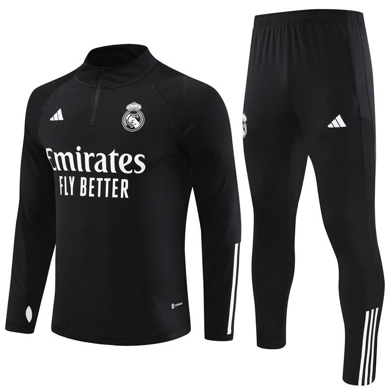 Chándal Real Madrid 2023-2024 Blanco-Negro – Entrenamiento – Camisetas  Futbol y Baloncesto