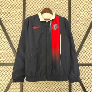 chaqueta reversible del real madrid blanco y negro frontal ,