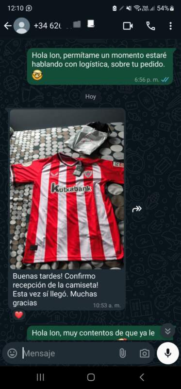 envio de la camiseta del Athletic Club