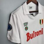 Camiseta Retro Napoli segunda equipacion Blanco 1987-1988 hombro Camiseta Retro Napoli segunda equipacion Blanco 1987-1988 hombro